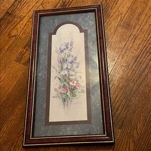 Floral Watercolor Wall Art in Burgundy Frame - Home Accents
